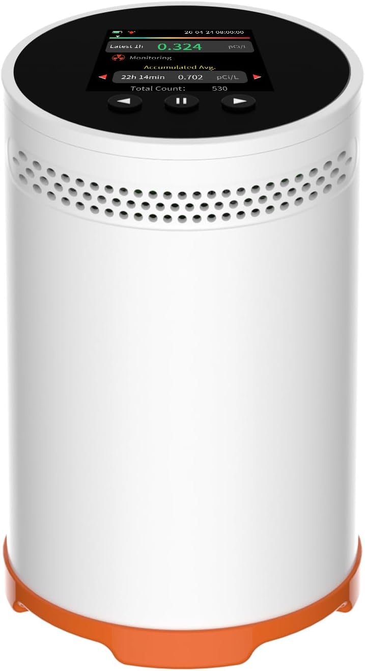 RM-75SE Radon Detector for Home Basement, Fast 10-Min Results, Audible & Visual Alarm, Long-Term Continuous Radon Monitor with TFT Color Display, Rechargeable & Portable, pCi/L or Bq/m³
