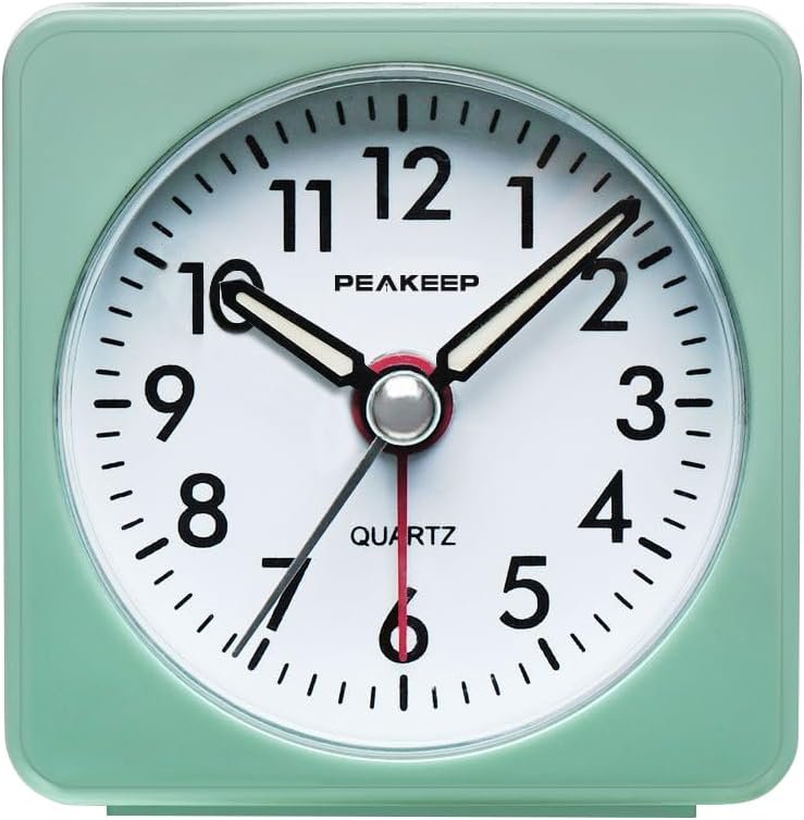 Peakeep Ultra Small, Battery Travel Alarm Clock with Snooze and Light