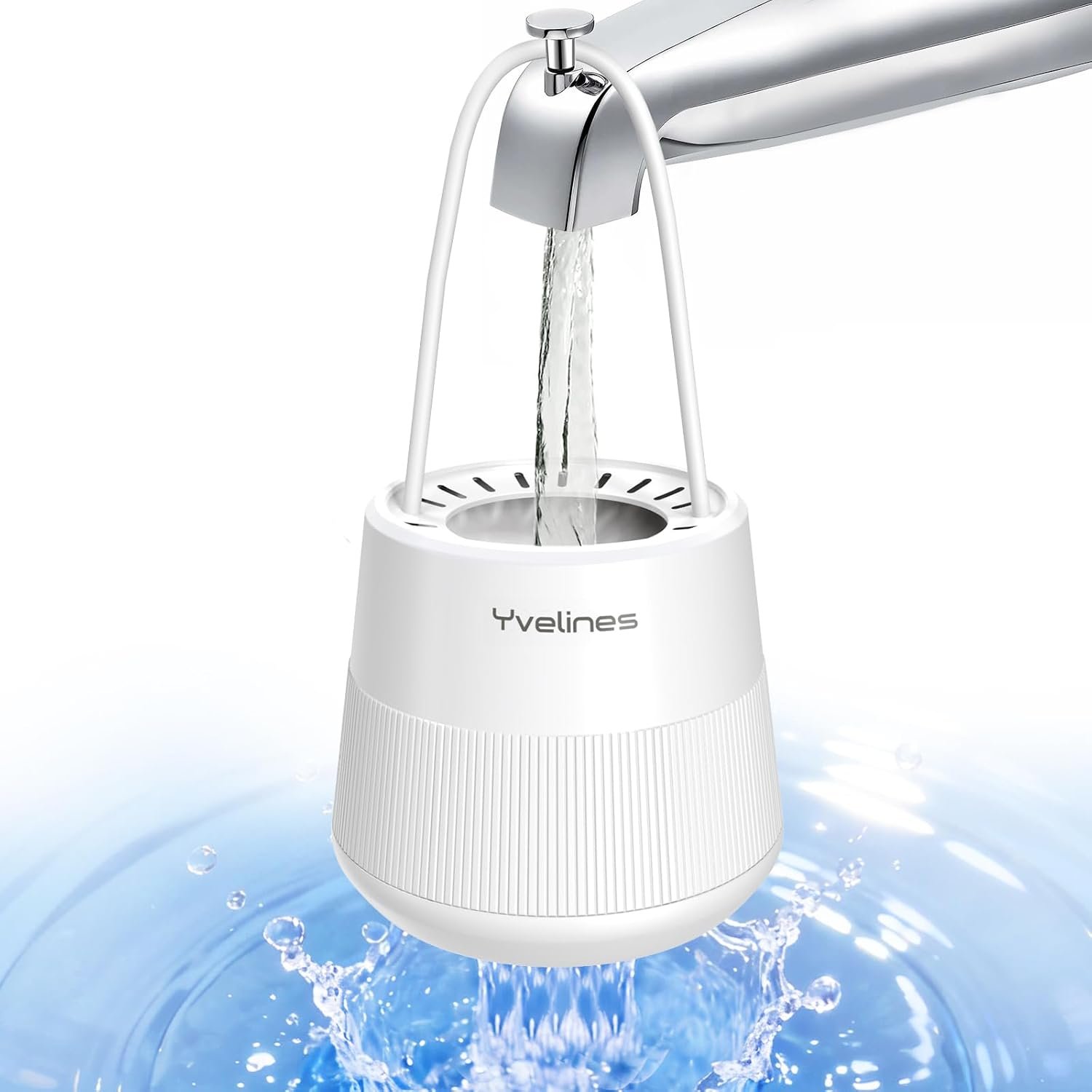 15-Stage Bath Water Filter for Tub Faucet, Yvelines 7500 Gallons Bathtub Filter Softens Hard Water & Removes Chlorine for Healthier Skin & Hair, BPA-Free (White)