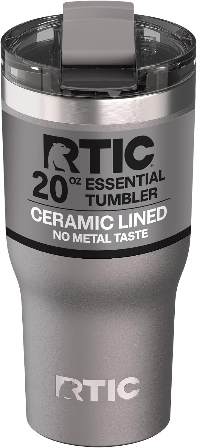 RTIC 20oz Essential Tumbler with Lid, Ceramic Lined, Graphite