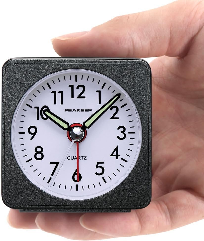 Peakeep Ultra Small, Battery Travel Alarm Clock with Snooze and Light