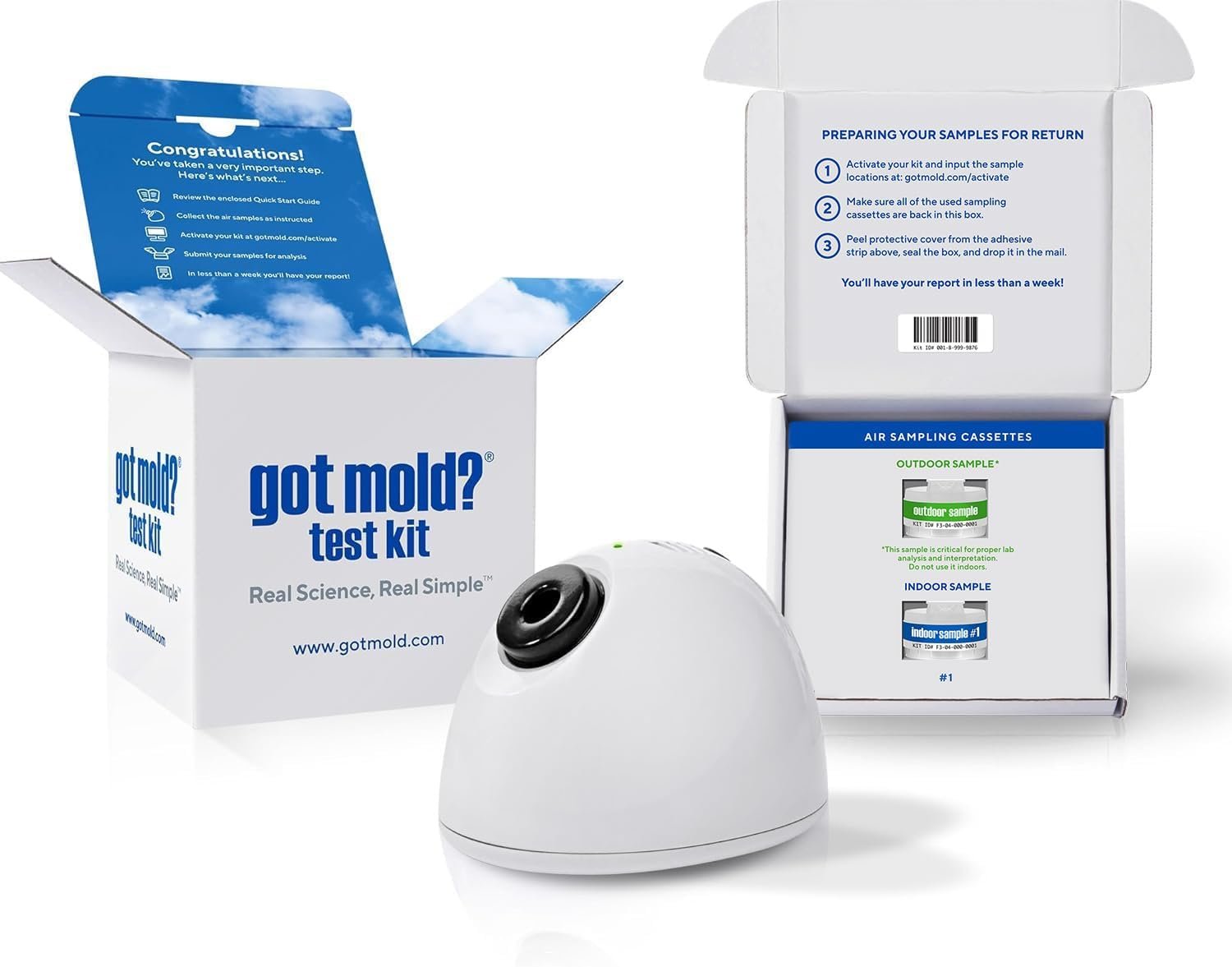 1 ROOM KIT | Test Your Air! Professional Quality Mold Test Kit for Home – All Fees Included – 1, 2 & 3-Room Test Kits & Refills – Reusable BioVac™ Air Sampler – Full Mold Type & Quantity Analysis