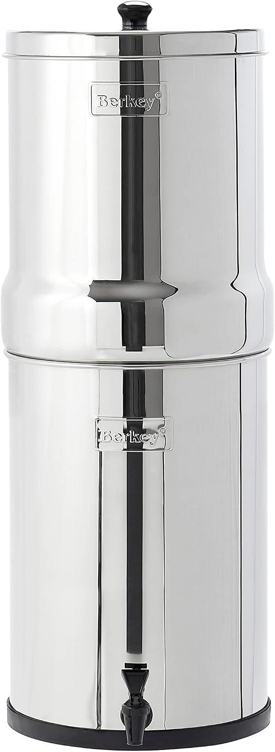 Crown Berkey Gravity-Fed Stainless Steel Countertop Water Filter System 6 Gallon with 2 Authentic Black Berkey Elements BB9-2 Filters