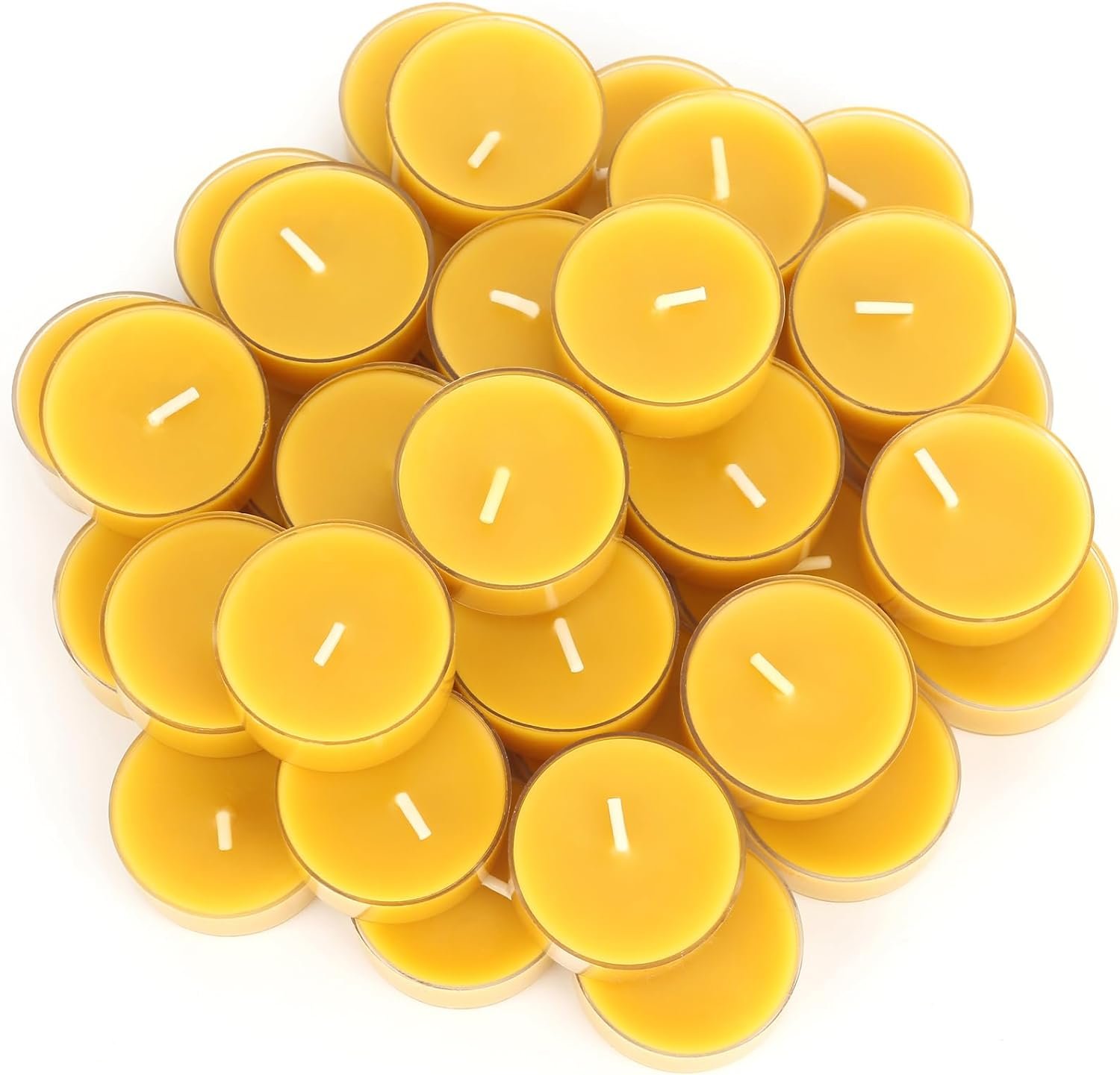 Beeswax Tealight Candles, 36 Pack, 4 Hour Burn