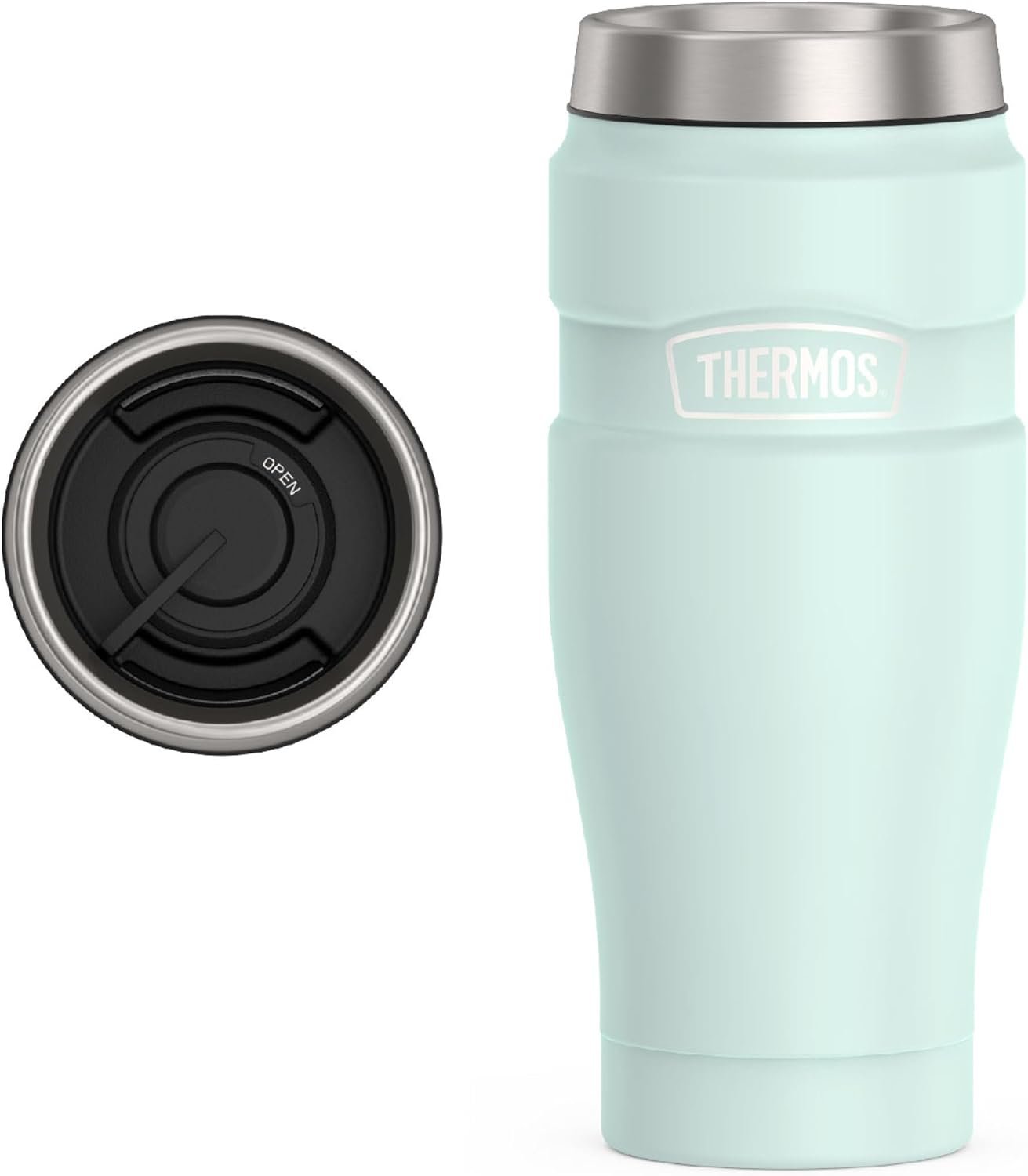 THERMOS Stainless King Stainless Steel Tumbler, 16oz, Matte Light Blue