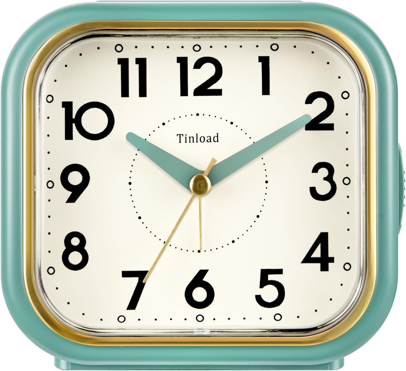 Tinload 4.3″ Vintage Retro Analog Alarm Clock, Super Silent Non Ticking Clock with Manual Light, Snooze, Battery Operated, Simply Design, for Living Room, Bedroom, Bedside, Desk(Green-V2)