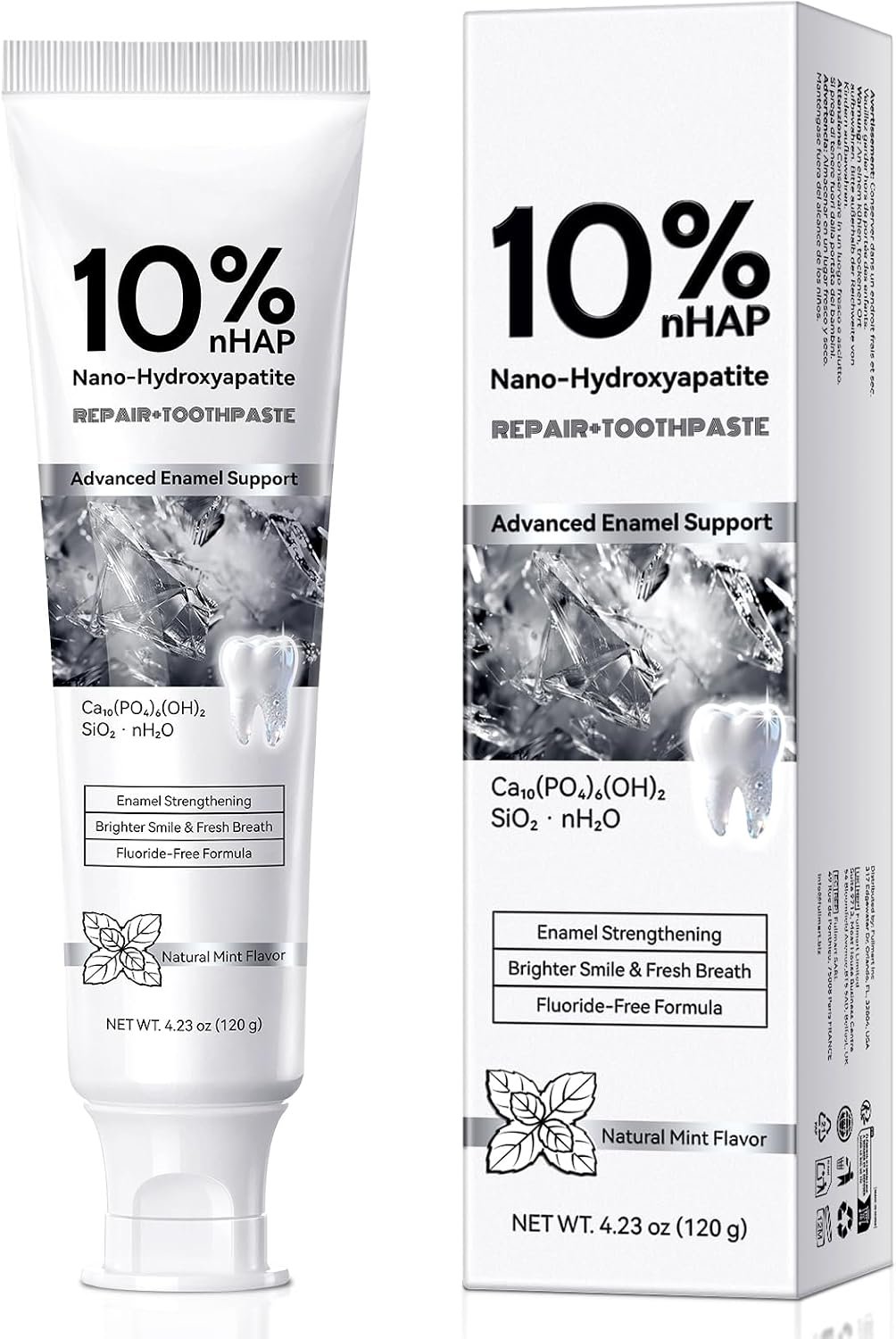 10% Nano Hydroxyapatite Toothpaste Fluoride Free for Remineralizing, Teeth Whitening, Fresh Breath, Enamel & Sensitive Teeth Safe|4 Oz