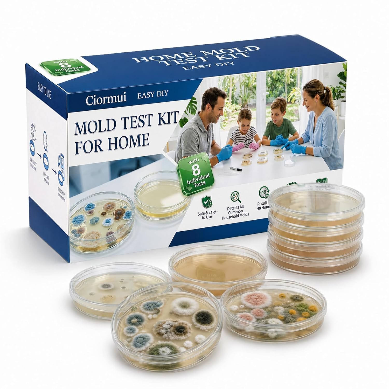 Mold Test Kit for Home, 8 Detection Tests, DIY Mold Detector for Indoor Air Quality, Home Surfaces & HVAC Systems, Fast Accurate Black Mold Testing with Identification Guide, Air Tester