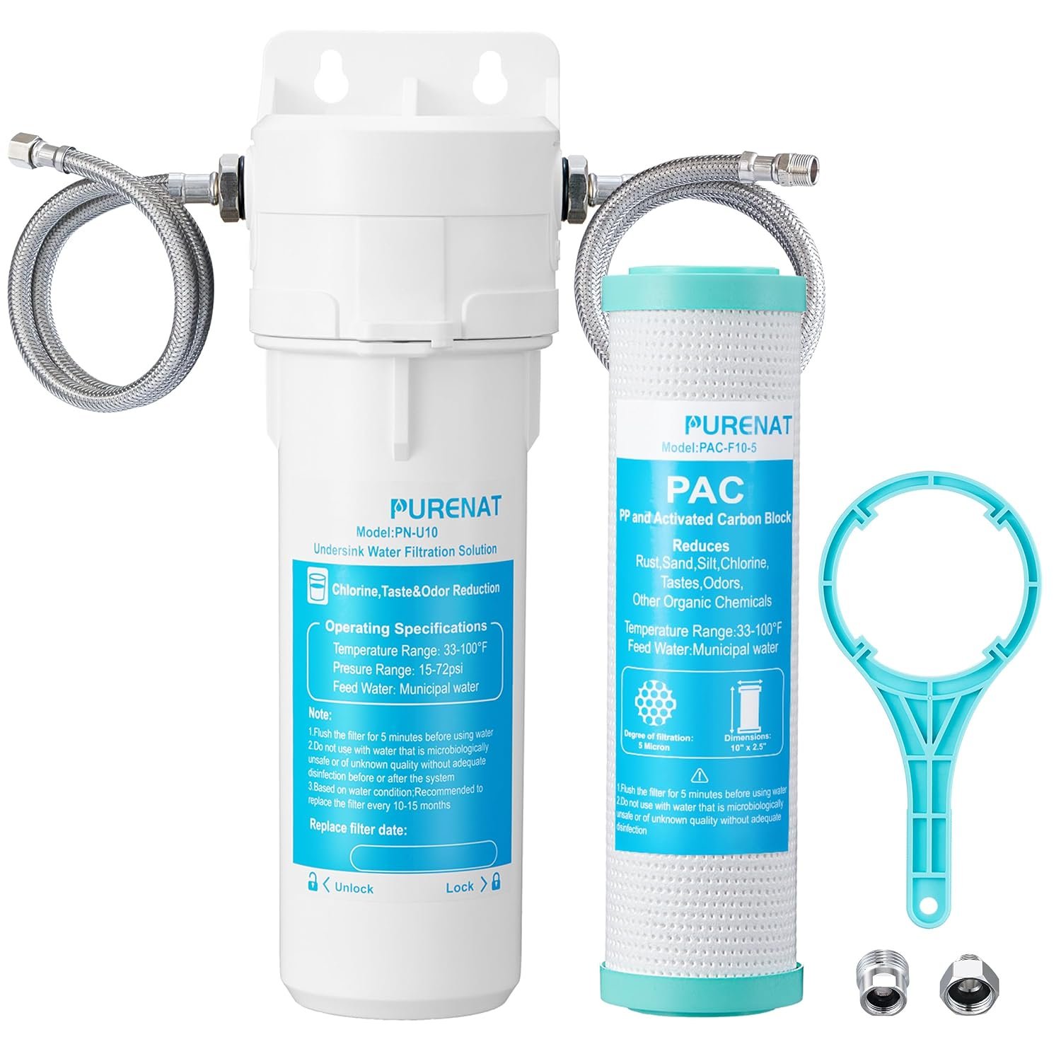 Under Sink Water Filter System – with 10″ Universal Filter for Sink Faucet