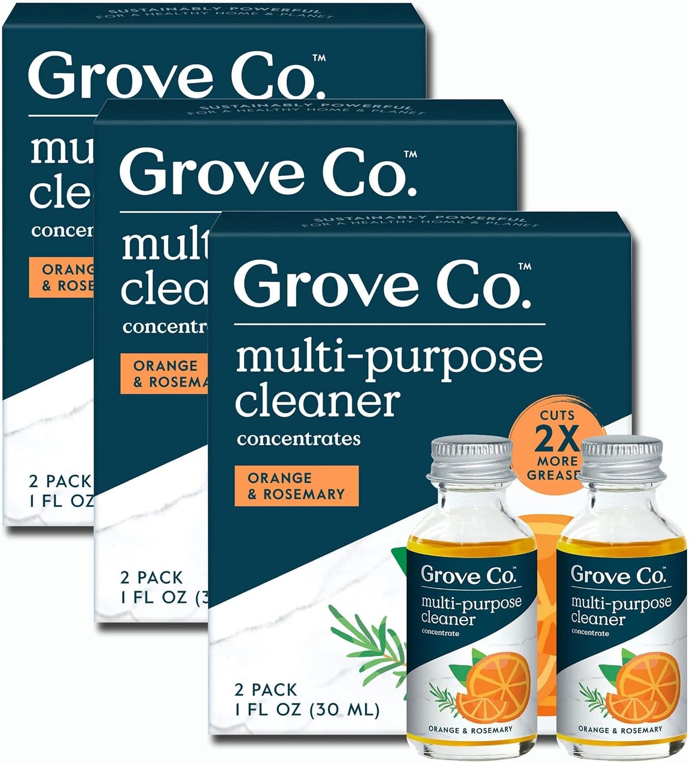Grove Co. Multi-Purpose Cleaner Refills, 6 x 1fl oz, Orange & Rosemary