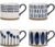 Koja Colorful Hand Painted Ceramic Mugs, 16 oz, Set of 4, Dishwasher Safe