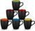 Qipecedm 6 Pack Porcelain Coffee Mugs Set, 12 Ounces Ceramic Coffee Mugs, Matte Black Coffee Mug, Restaurant Cups for Coffee, Tea, Cappuccino, Cocoa, Cereal, Black outside and Colorful inside