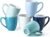 Porcelain Coffee Mugs Set of 6, 13 Ounce Coffee Cups with Handle, Ceramic Tea Mugs for Latte, Hot Tea, Cappuccino, Mocha, Cocoa, Blue Assorted Colors Mug Gift Set, Dishwasher and Microwave Safe