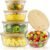 44/32/21/14 oz Glass Food Storage Containers, Borosilicate with Bamboo Lids