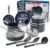 Blue Diamond 14 Piece Cookware Set, Diamond Infused PFAS & PFOA-Free Ceramic Nonstick Pots and Pans, Durable, Non Toxic, Metal Utensil Safe & Scratch Resistant, Dishwasher & Oven Safe, Blue