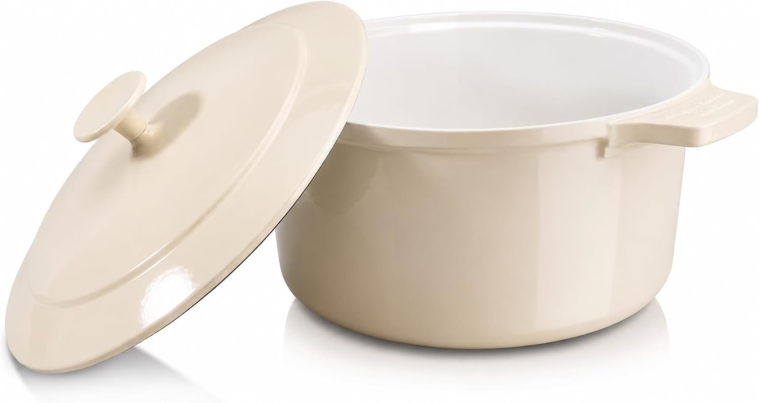 Gotham Steel Dutch Oven 5 Qt with Lid, Cream