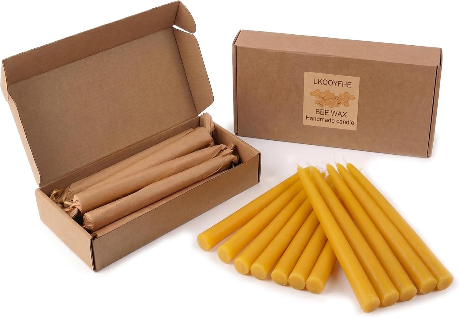 12 Pack Beeswax Taper Candles 8 Inch – Hand-Dipped Dripless & Smokeless Candles Sticks, Bees Wax Candle for Home Decor, Dinner Party, Prayer, 8-Hour Burn Time (96 Hrs Total), Natural Honey Scent