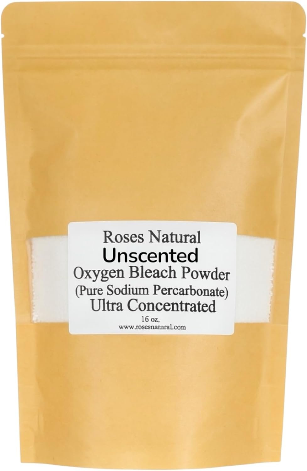 Pure Oxygen Bleach Powder, 16 oz. Ultra Concentrated Bleach Alternative, Pure Sodium Percarbonate, Chlorine Free, Pure Essential Oil, Color Safe Brightener (Unscented – 16 oz)