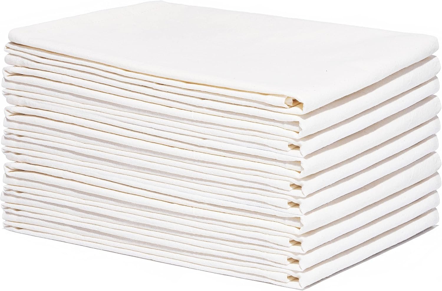 Organic Cotton Flour Sack Kitchen Towels – 10 Pack, Off-White Organic Cotton Tea Towels – Extra Large Flour Sack Cotton Dish Towels- Lint-Free Unbleached Kitchen Towels – 27″x27″ (Off-White – 10 Pack)