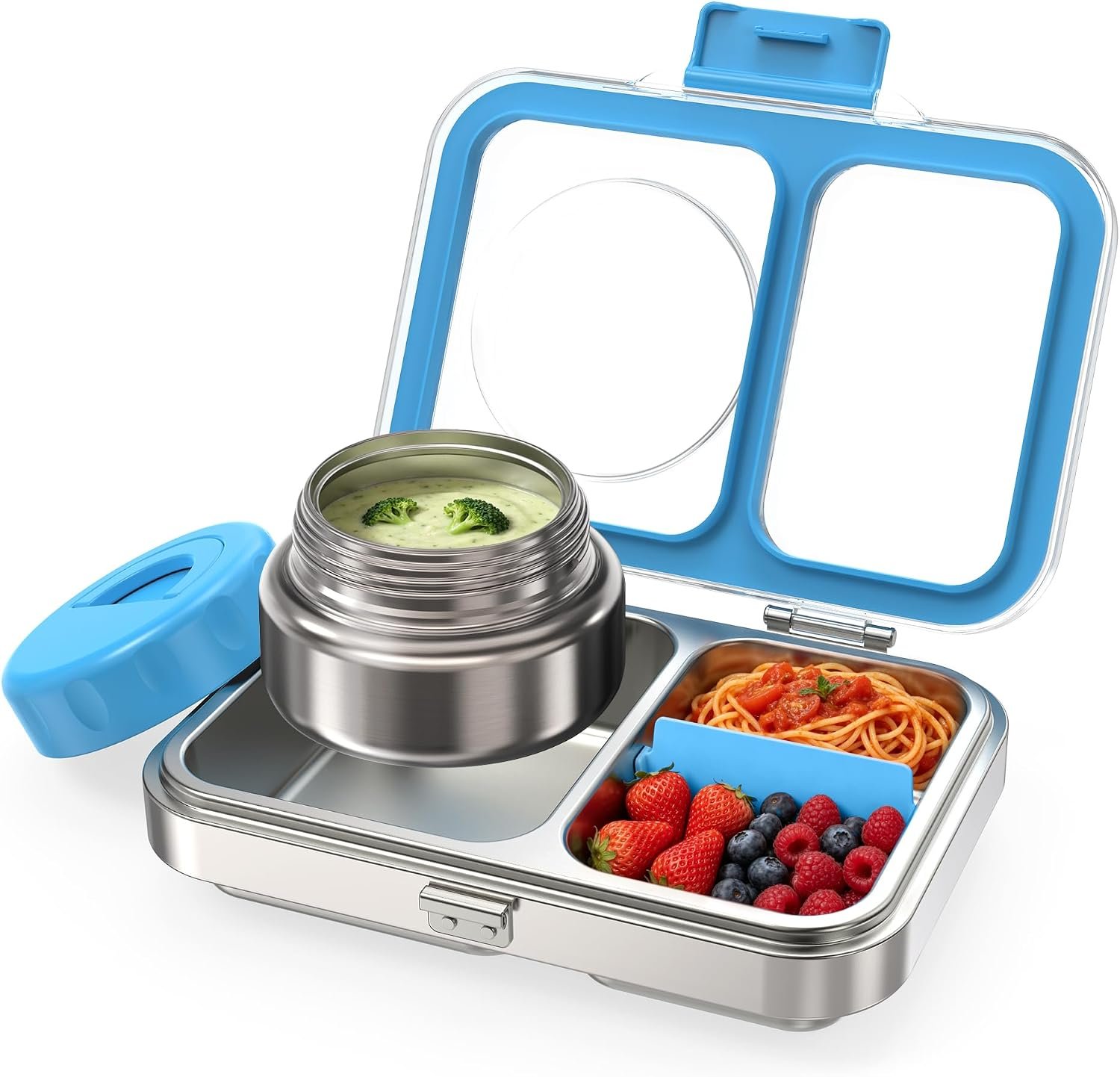 HOMEKOL Stainless Steel Bento Lunch Box + 9.5oz Insulated Food Jar, Blue
