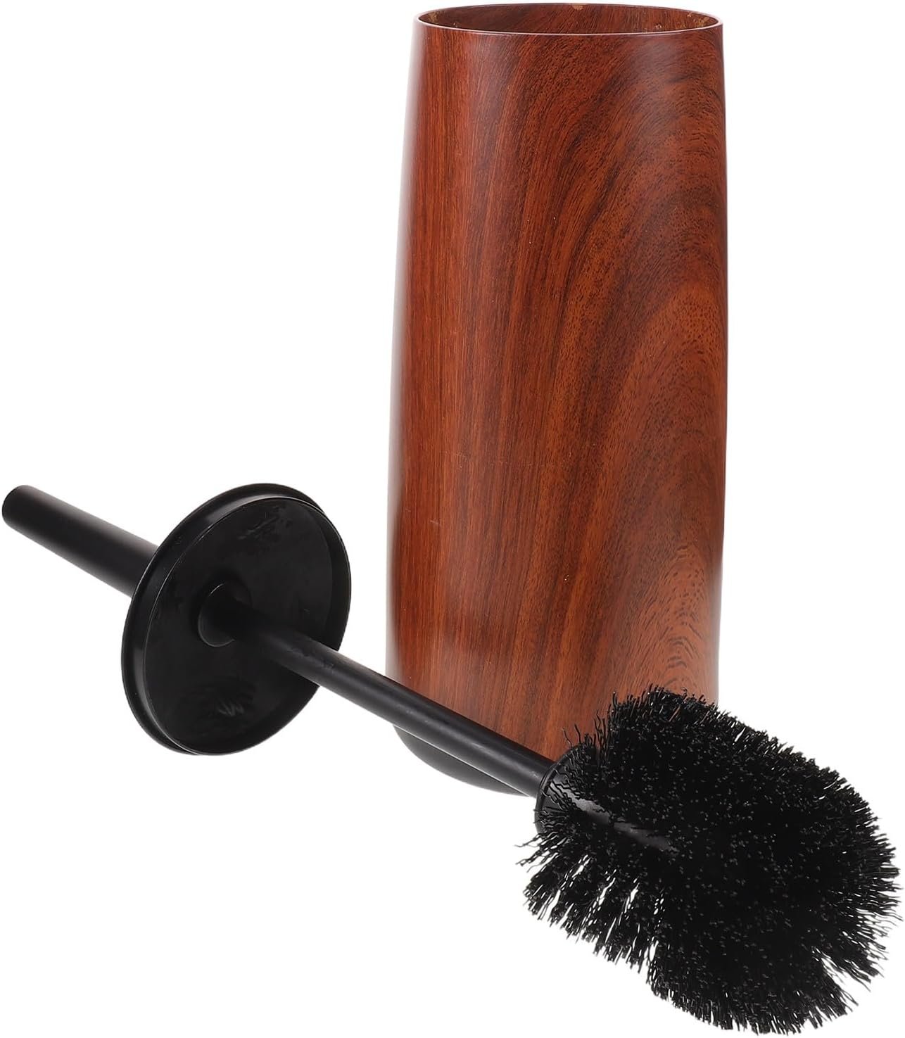 Mikinona Toilet Brush Set: Wood Grain Toilet Bowl Cleaner with Holder – Washroom Crevice Brush for Household Use – Bathroom Scrubber for Remove Hard Water Stains Brown