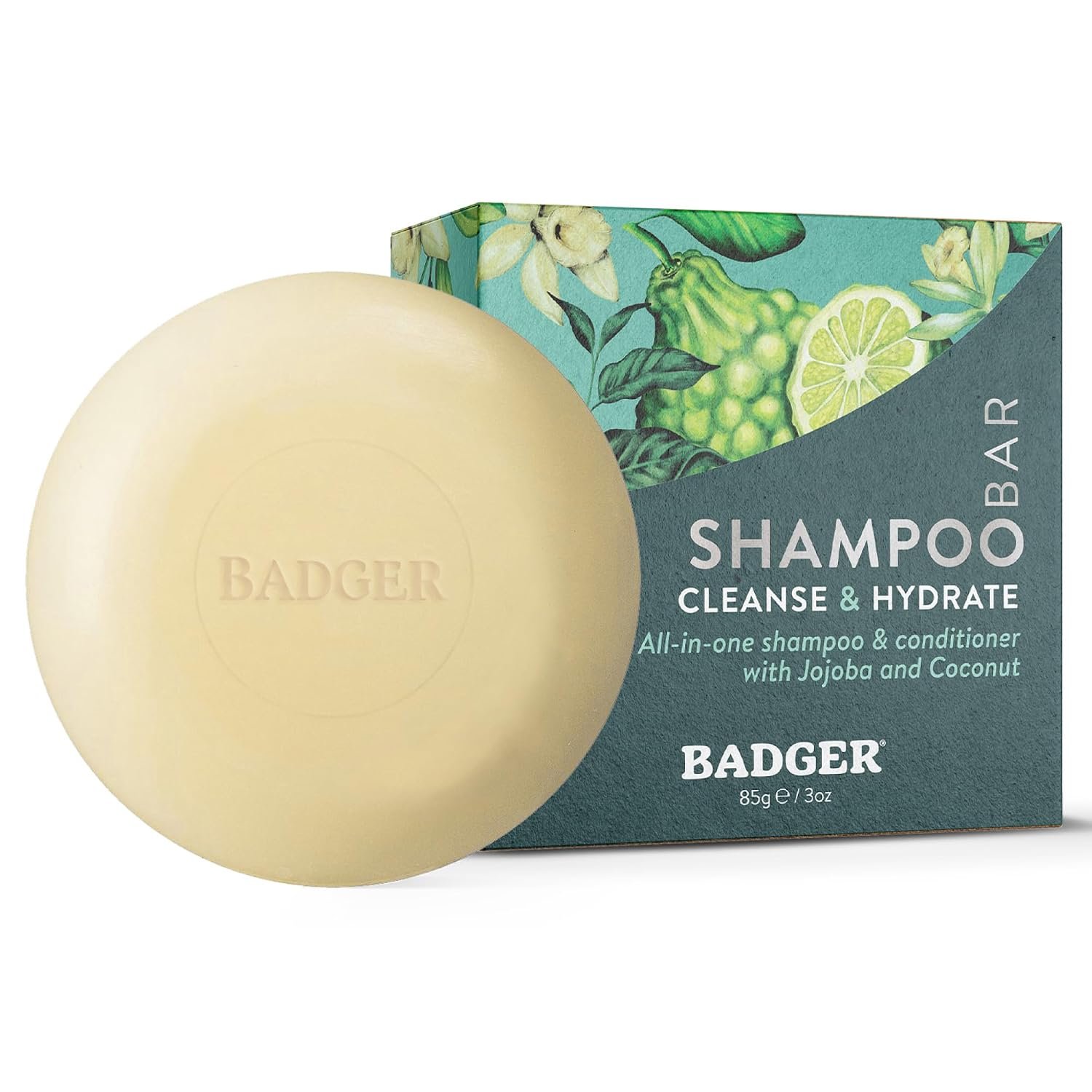 Badger – Jojoba & Baobab Conditioning Shampoo Bar, Natural Vegan Hair Bar, 3 oz