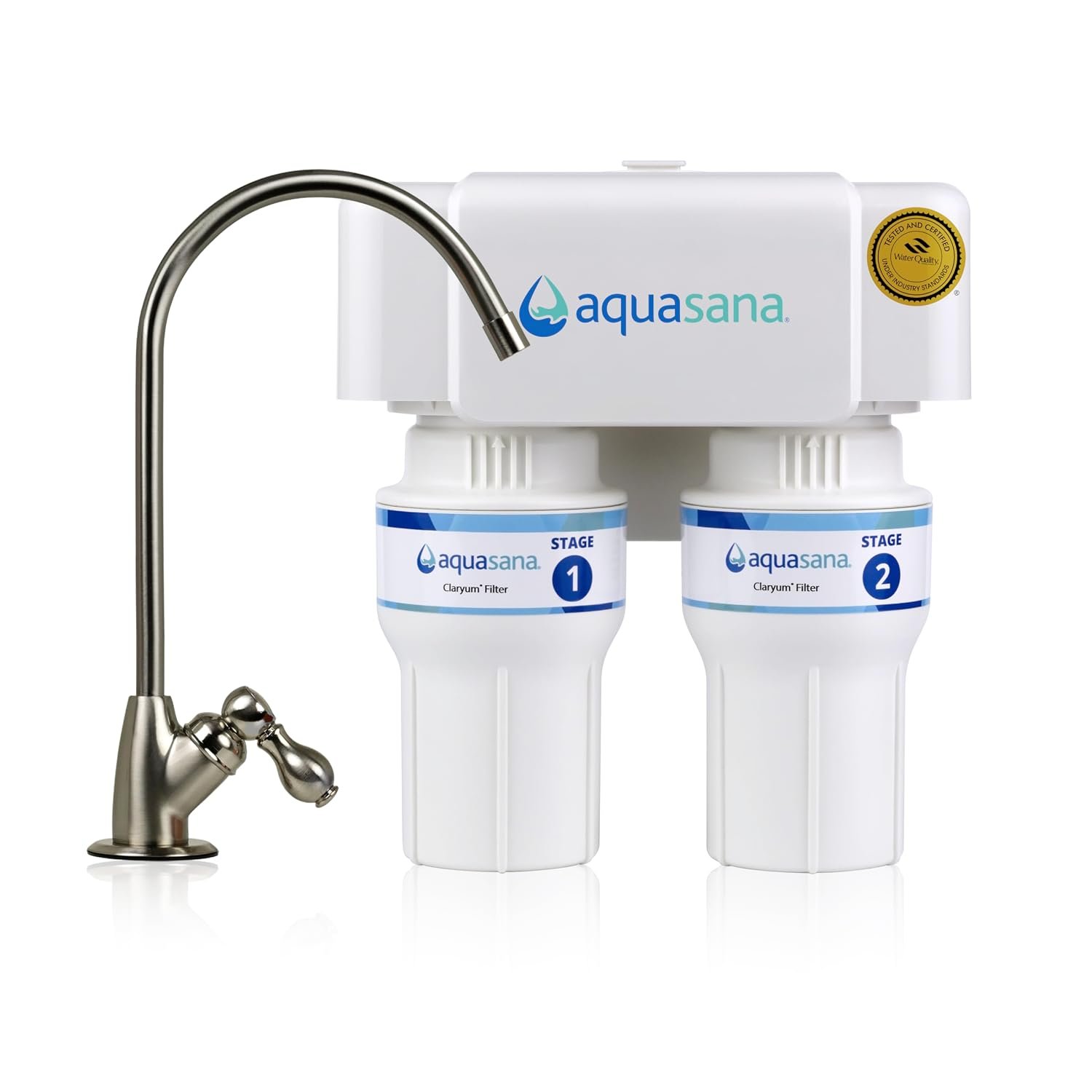 Aquasana Under Sink Water Filter | Claryum 2-Stage Filtration | AQ-6200-BN