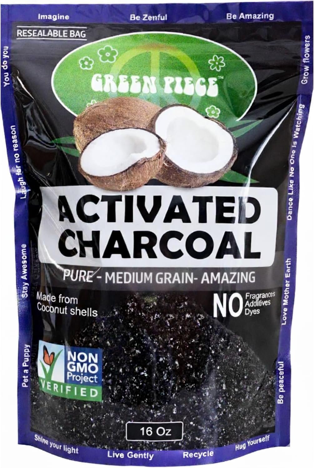 Green Piece Activated Charcoal Medium Grain – 1 lb – Coconut Shell
