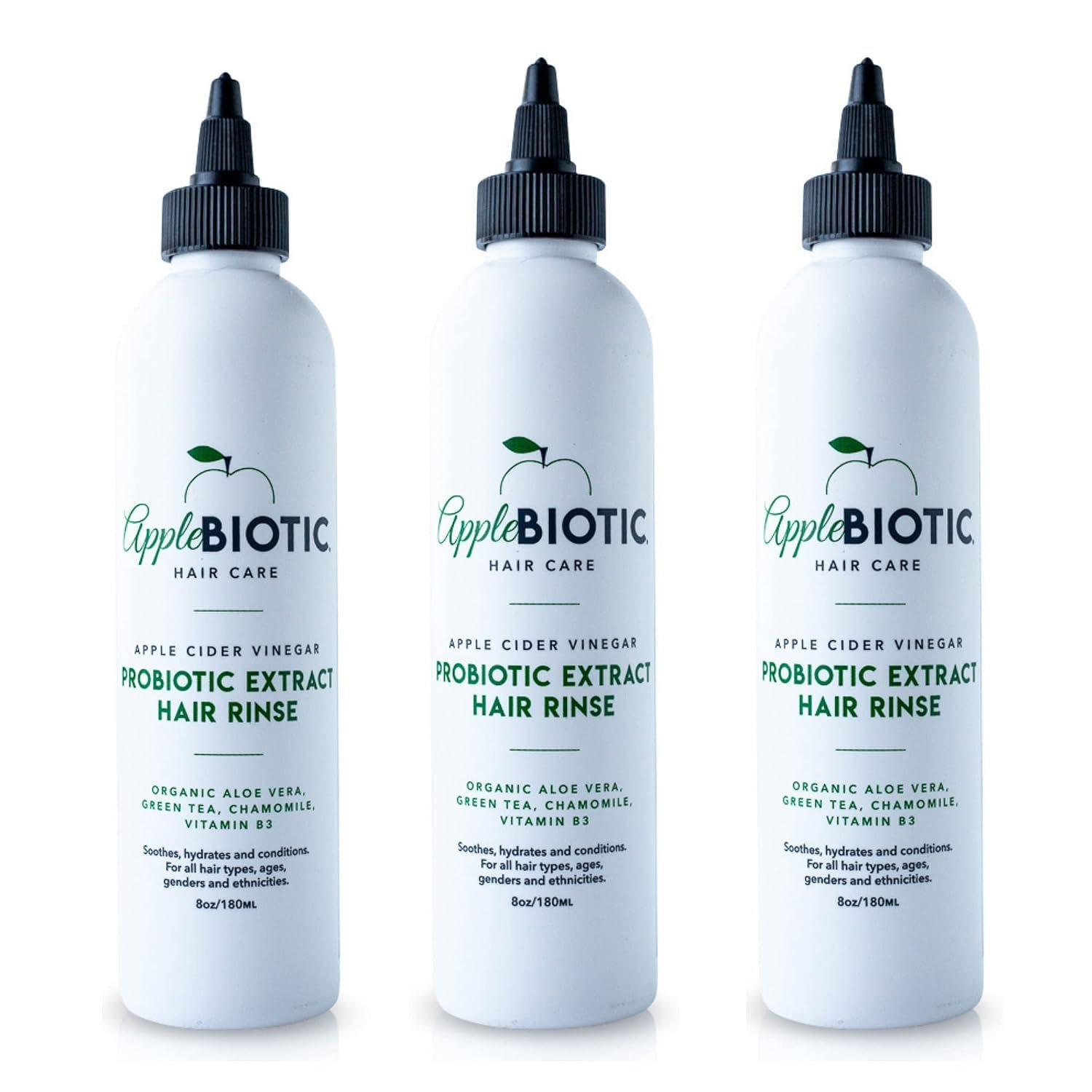 Apple Cider Vinegar Hair Rinse 3PK – Scalp Cleanser & Scalp Buildup Remover, Organic Aloe Vera, Probiotic Extract, Green Tea, Sulfate Free, Color Safe – Removes Product Buildup, Boosts Softness, Shine