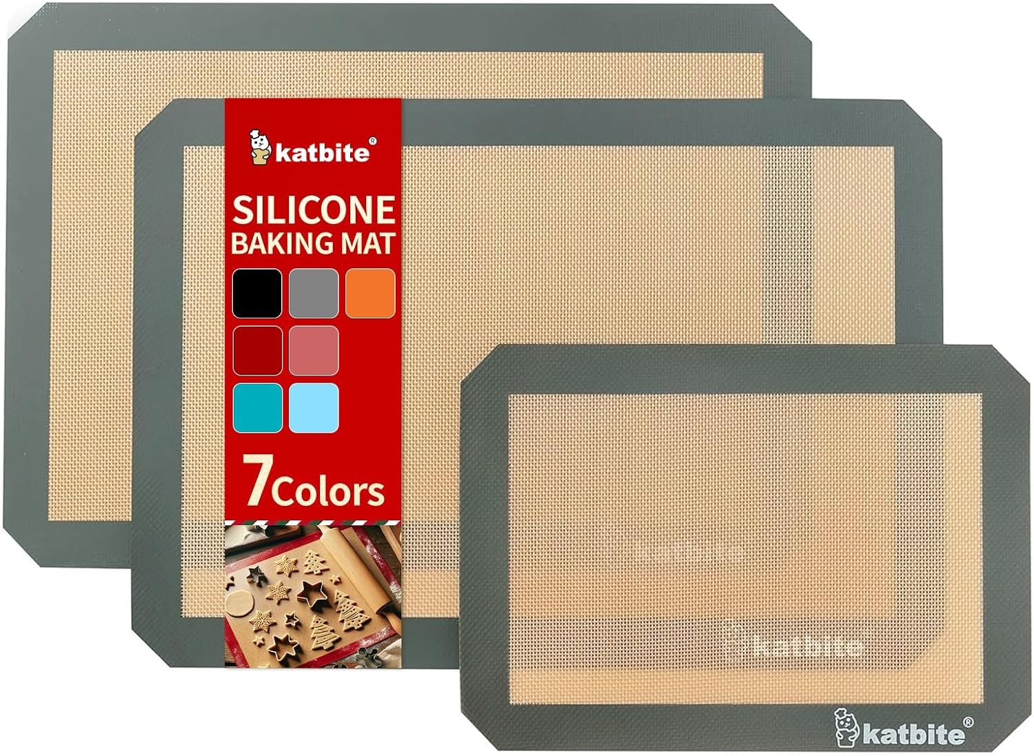 Katbite Silicone Baking Mat Set of 3 Grey