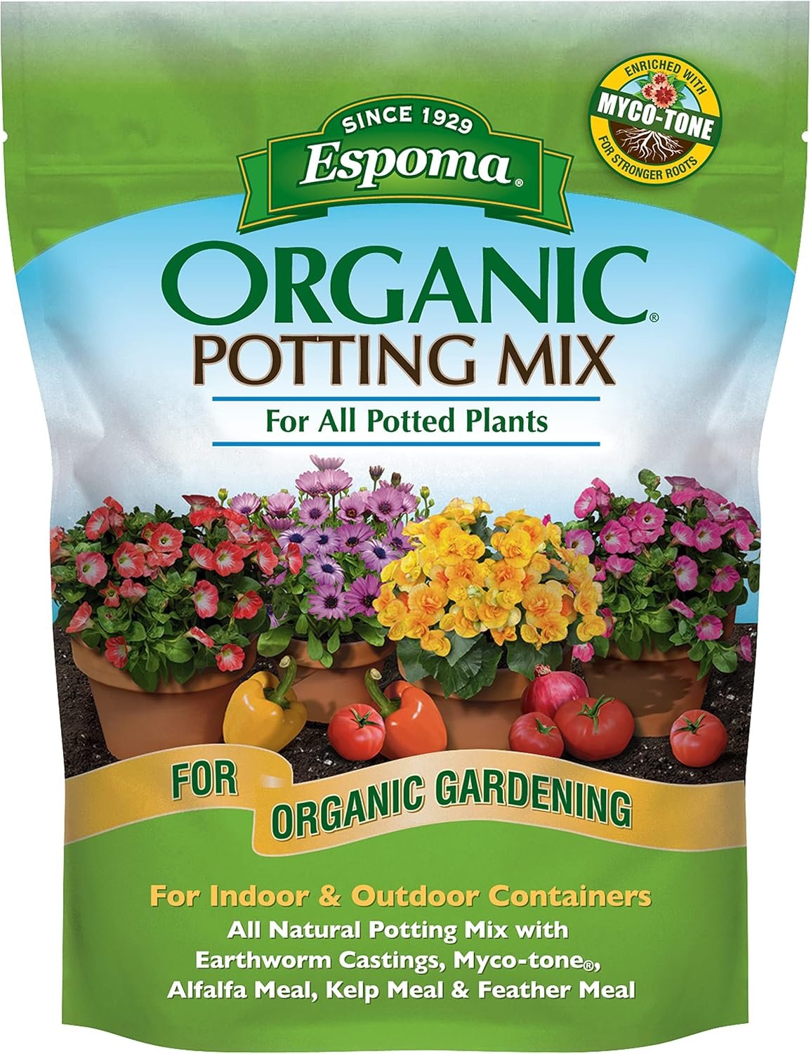Espoma Organic Potting Soil Mix – All Natural Potting Mix for All Indoor & Outdoor Containers Including Herbs & Vegetables. for Organic Gardening, 4qt. Bag. Pack of 1