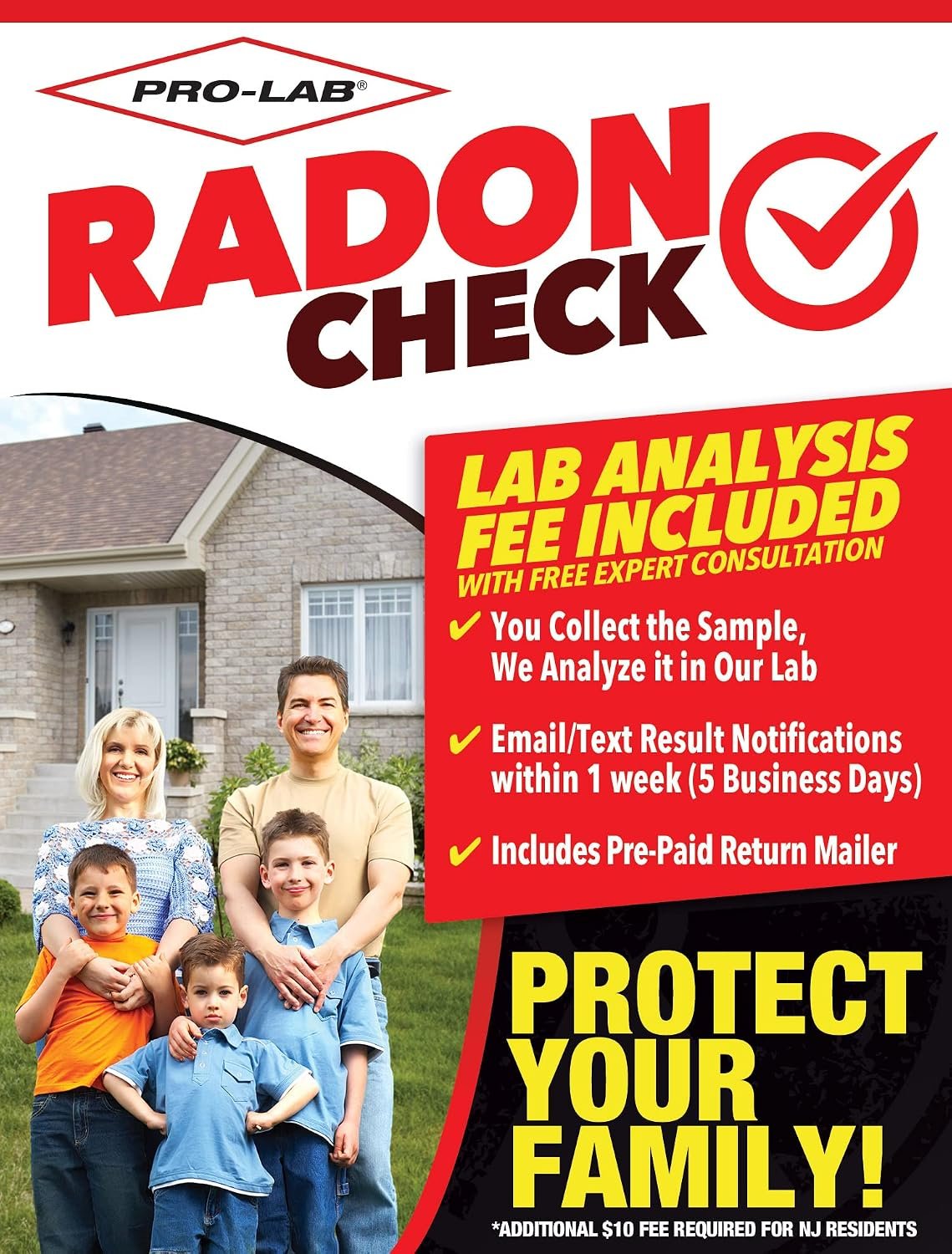 Radon Test Kit for Home, EPA Approved Short Term Radon Detector (1 Kit)