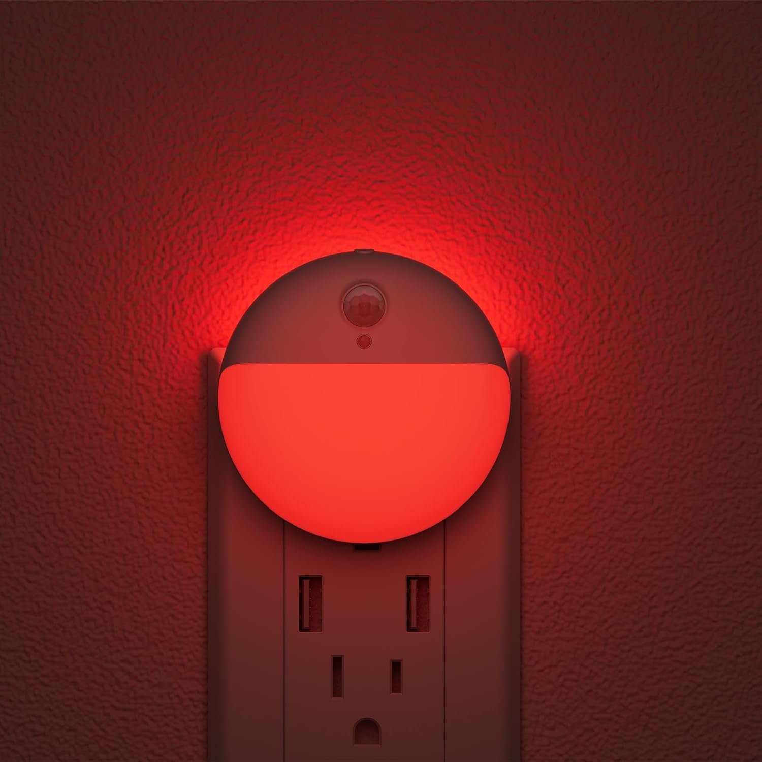 YUNLEX 2 Pack Plug in Red Night Light, Dimmable, Auto Dusk to Dawn Sensor