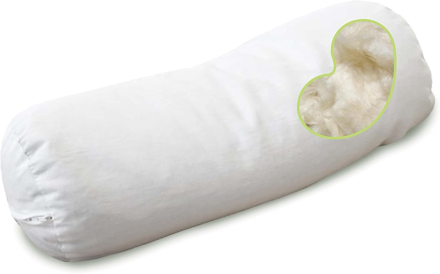 Bean Products Natural Organic Cotton Kapok Neck Roll Pillow 4″ Dia x 12″