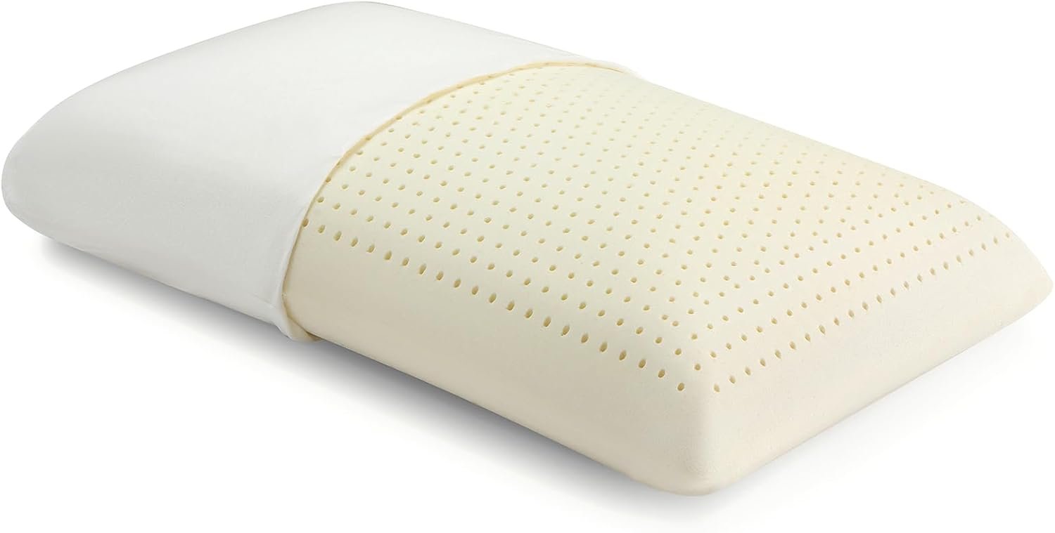 100% Natural Talalay Latex Pillow for Sleeping with Removable Cotton Cover, Premium Soft Bed Pillow Helps Relieve Pain and Pressure, Suitable for Side Back or Stomach Sleepers (Queen (Soft))