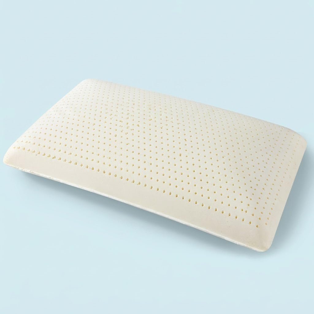 Talalay 100% Natural Latex Pillow, Premium Bed Pillow for Sleeping with Removable Cotton Cover, Helps Relieve Pressure, Breathable, Best Gift with Perfect Package (Queen (Mid Loft))