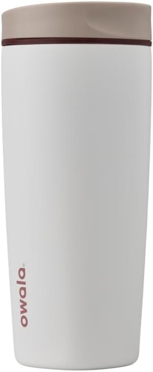 Owala SmoothSip Slider Insulated Stainless Steel Coffee Tumbler, Reusable Iced Coffee Cup, Hot Coffee Travel Mug, BPA Free 20 oz, Vanilla Bean