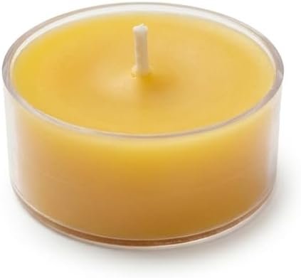 Pure Raw Organic Beeswax Tea Light Candles (6 Pack) – Natural Golden Yellow, Clean Burning, Smokeless, Dripless, Non-Toxic, Long Lasting Aromatic Honey Scent – Bear Natural Organics