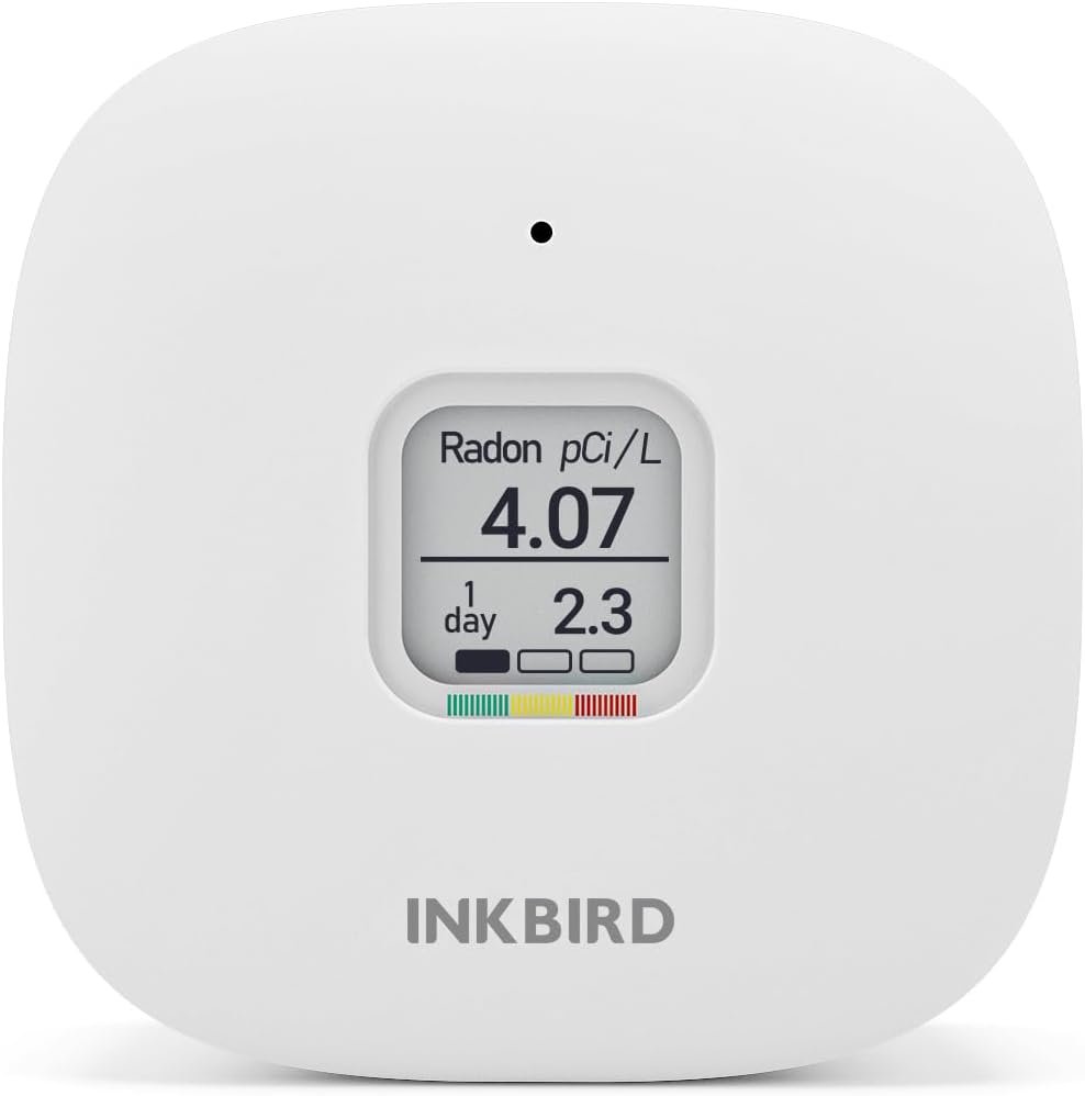 INKBIRD Radon Detector for Home, Ink-RD3 Portable Radon Tester for Home with Long & Short Term Monitoring, E-Ink Display & 2-Year Battery, Alpha Spectrometer Sensor, PCi/L & Bq/m³ Units Switchable