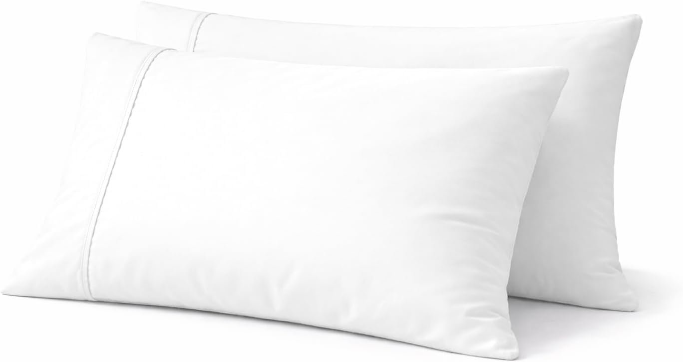 Cotton Delight 100% Organic Cotton Standard Pillowcases Set of 2 – 600 Thread Count Sateen Weave, Ultra-Soft & Luxurious Pure White Pillow Cases with Envelope Closure (Standard 20×26, Pure White)