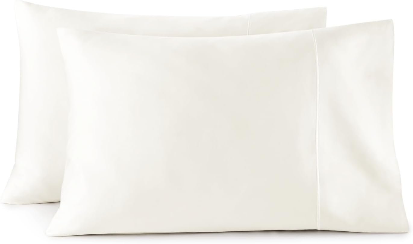 100% Organic Cotton Pillow Cases Standard Size Set of 2-100% Cotton Pillowcases GOTS Certified 500 Thread Count – Naturally Cooling Comfortable Breathable & Soft Pillow Cases (Natural, Standard)