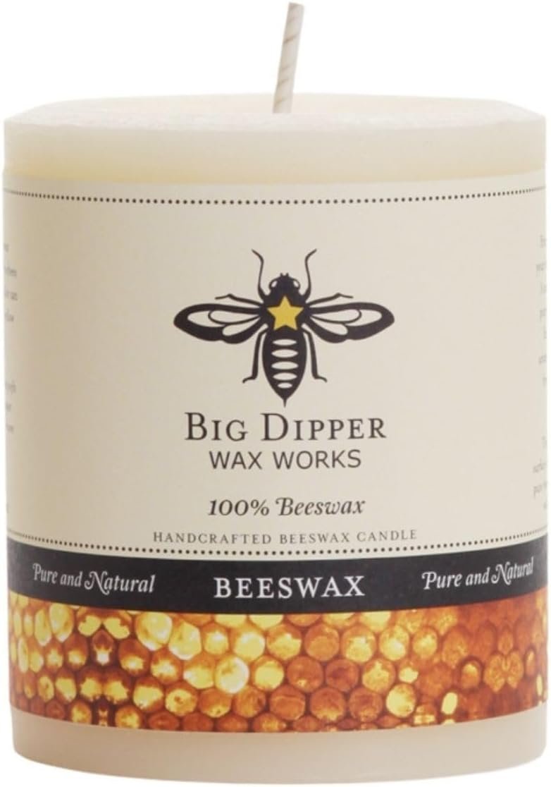 Big Dipper Wax Works 100% Beeswax Pillar Candle, 3 x 3.5 in, Ivory