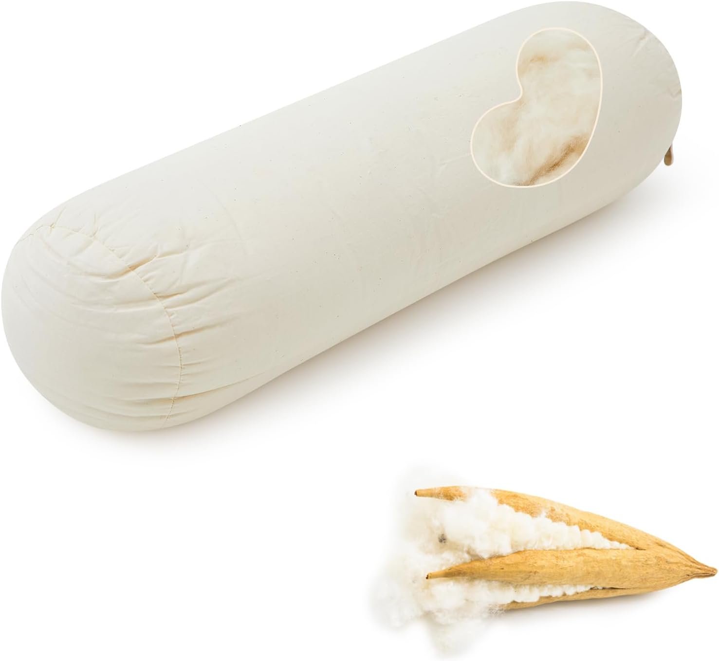 Leinuosen Organic Kapok Neck Roll Pillow for Sleeping, 12″ X 4″