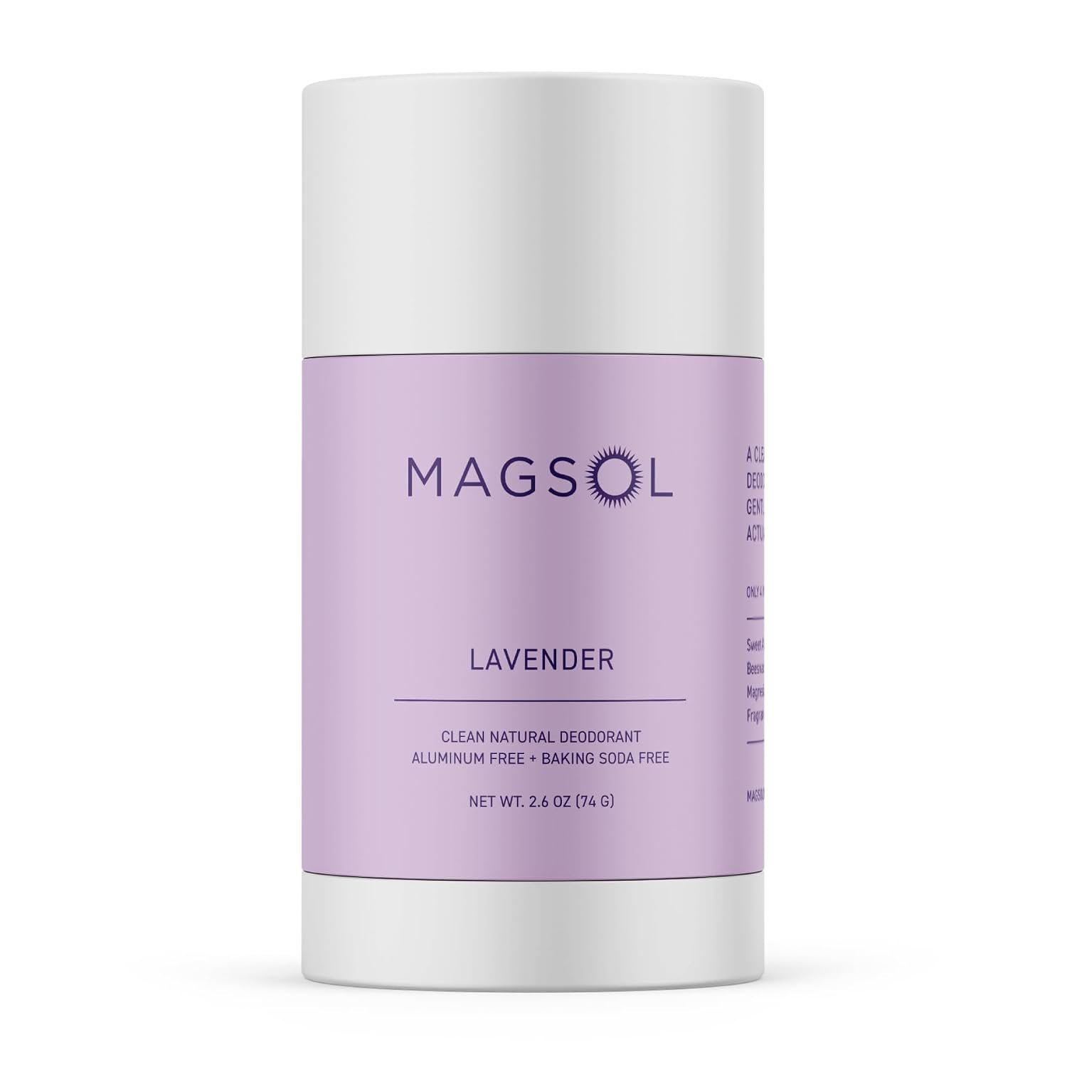 MAGSOL Magnesium Deodorant for Women, Aluminum Free, Baking Soda Free, Natural Deodorant for Sensitive Skin, Long Lasting Odor Protection with Sweet Almond Oil, Lavender 2.6 oz