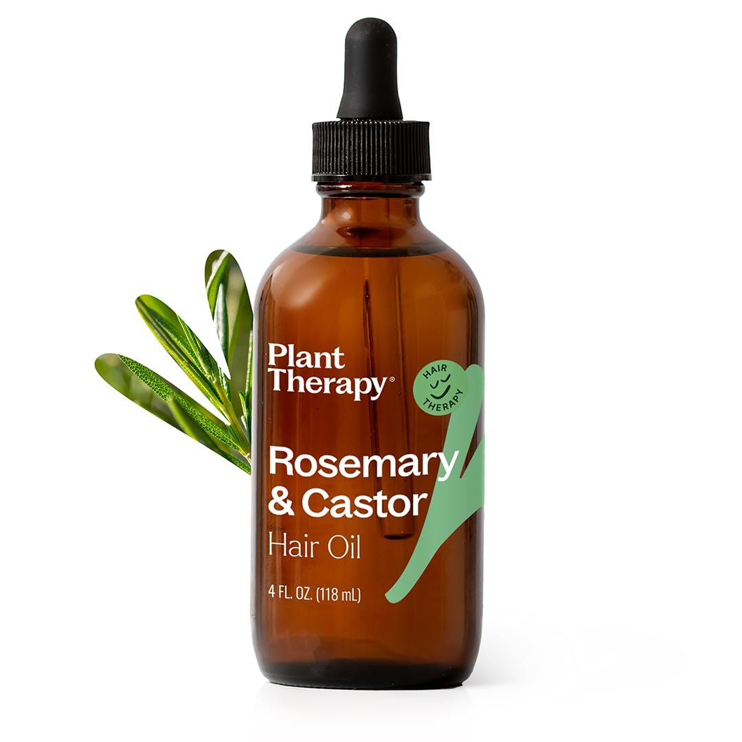 Plant Therapy Rosemary & Castor Oil – 4 oz Hair Treatment for Growth, Shine, Softness, Healthy Scalp & Hair Mask