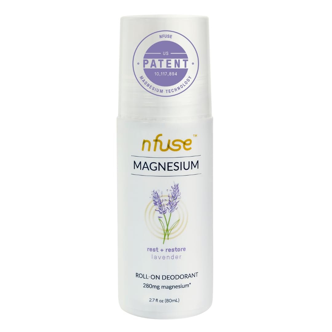 nfuse Magnesium Roll-On Deodorant – Natural, Aluminum-Free – Patented Magnesium Delivery Technology – Lavender Essential Oils (Relax and Restore)