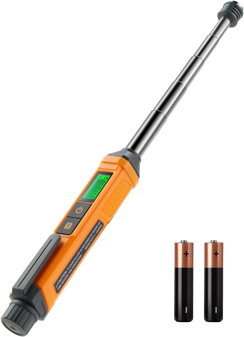 Natural Gas Detector, TopTes PT299 Gas Leak Detector with Extendable Rod, Portable Propane Sniffer for Detecting Combustible Leaks Like Methane & Butane for Home, RV (Includes Battery x2) – Orange