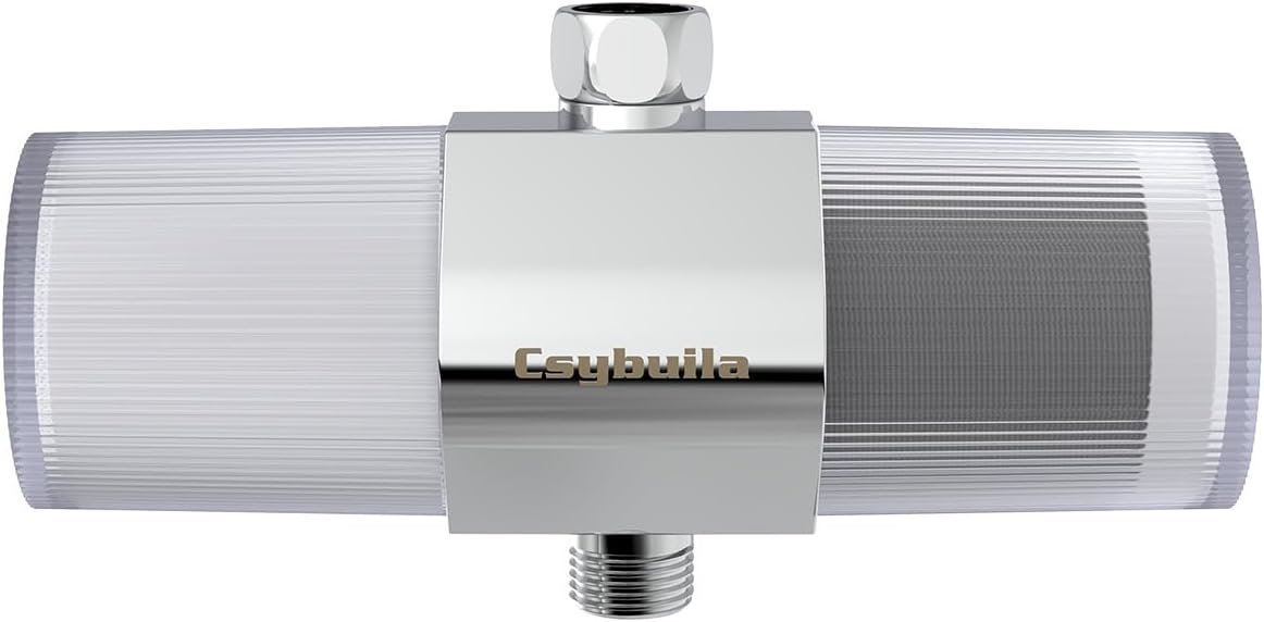 Dual Cartridge Shower Filter with Multi-Stage & Carbon Fiber Filtration, Hard Water Softener for Chlorine & Heavy Metal Removal, Skin & Hair Care, Tool-Free Installation