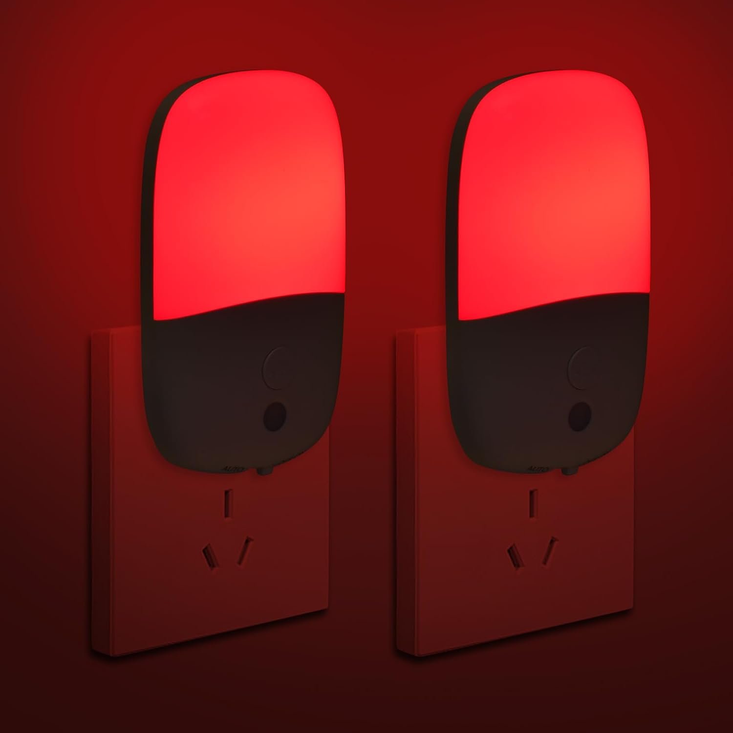 670nm Red Light Night Light with Dusk to Dawn Sensor for Sleep, 2Pack