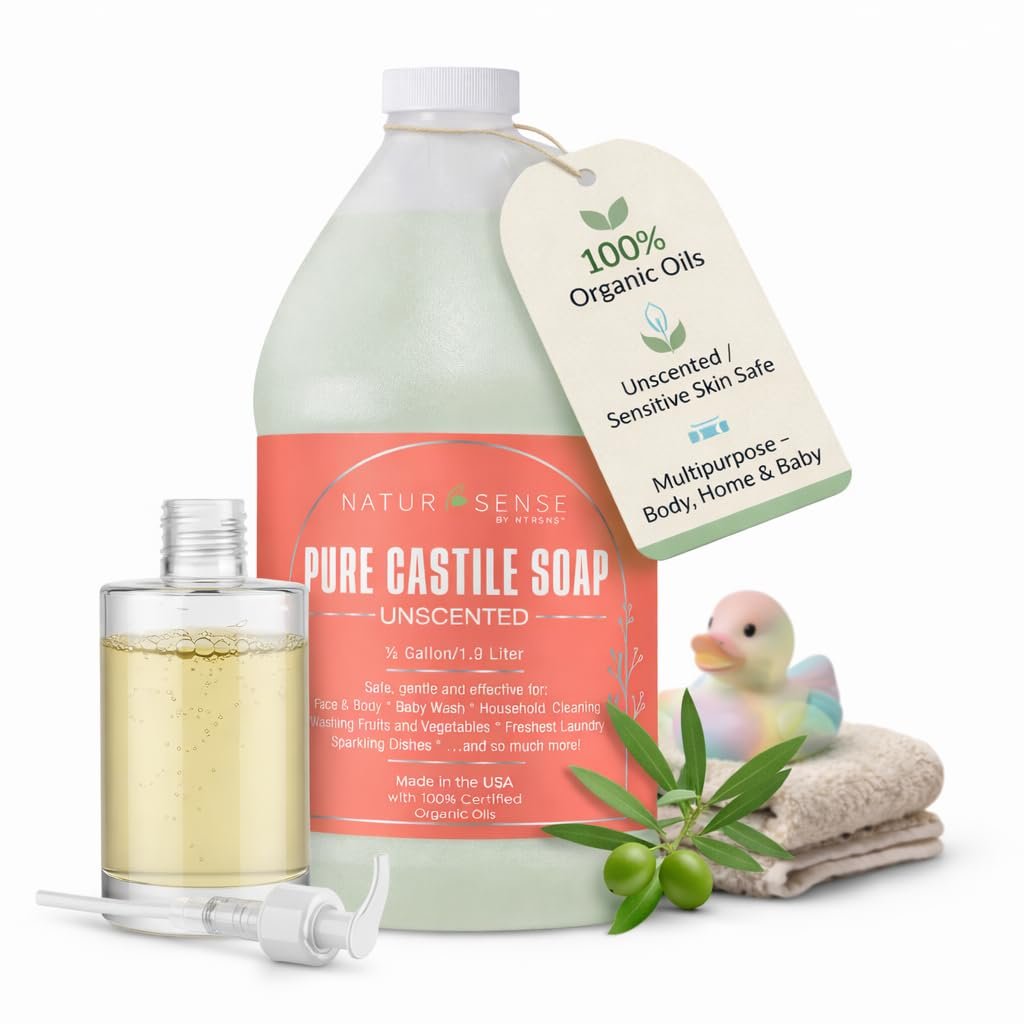 Organic Castile Soap Liquid Unscented 64 oz – Baby Body Hand Wash Shampoo
